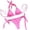 Pink, variant on Plus Size for 2024 New Sexy Solid Color Diamond Bikini Bandage Split Swimsuit