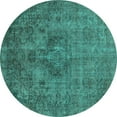 thumbnail image 1 of Ahgly Company Machine Washable Indoor Round Oriental Turquoise Blue Industrial Area Rugs, 5' Round, 1 of 4
