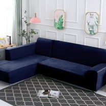 SHANNA Plush L Shape Sectional Couch Covers, Stretch Thick Velvet Sofa Furniture Protector Anti-Slip Sofa Covers (L-shape 3 Seater 3 Seater,Navy)