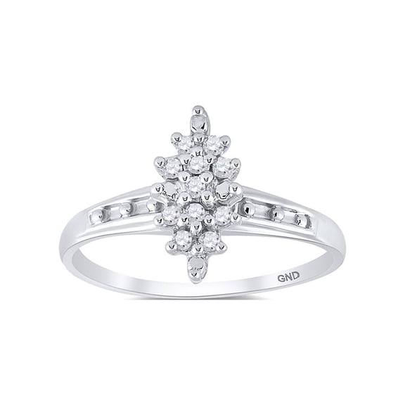 Diamond Princess Sterling Silver Womens Round Diamond Cluster Ring 1/10 Cttw