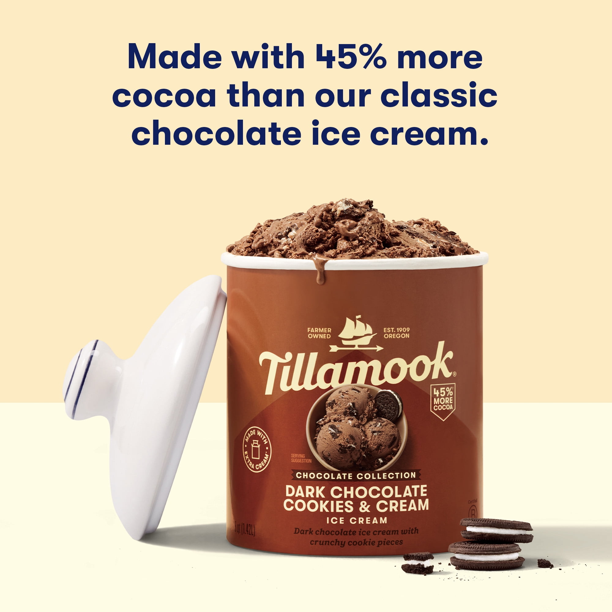 Tillamook Dark Chocolate Cookies & Cream Ice Cream, 48 oz