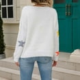 thumbnail image 6 of WRKEKC Women's Velvet Soft Knit Pullover Sweater Stars Print Crewneck Long Sleeve Casual Plush Cozy Basic Tops Womens Sweater, 6 of 10