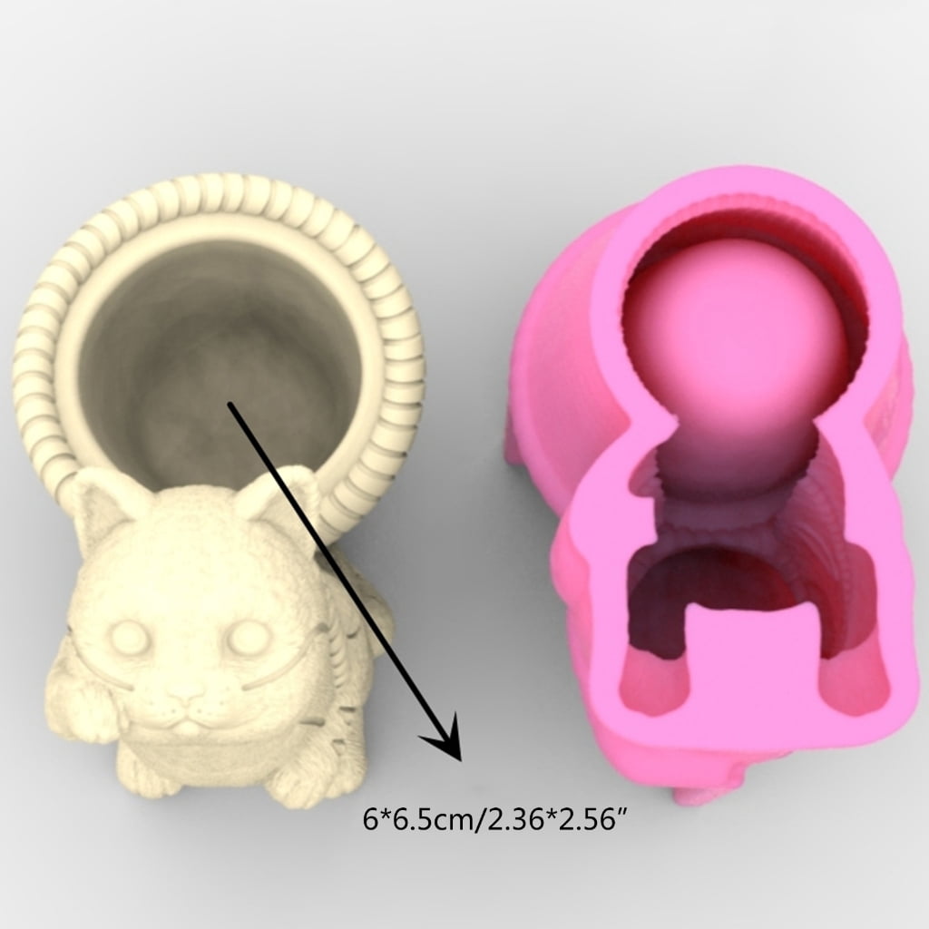 Geemin Nonstick Cute Cat Pen Holder Mold Flower Pot Epoxy Resin Silicone Mold DIY Crafts Ornament Tool for DIY Decoration