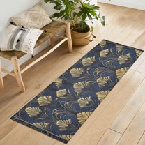 Yayeee Runner Rug for Bedroom 2'x6' Machine Washable Hallway Non Slip Mat, Gold Art Pattern