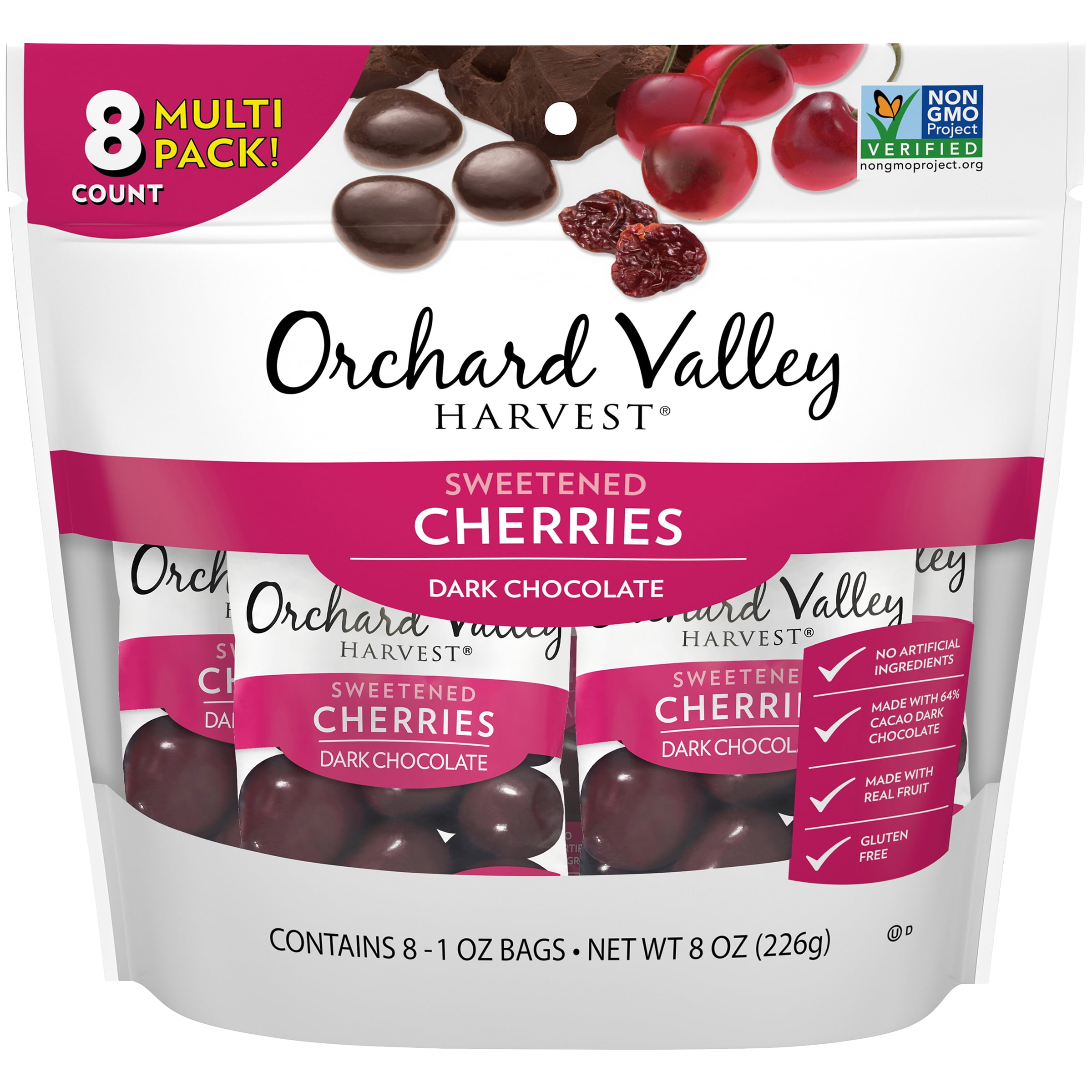 Orchard Valley Harvest Dark Chocolate Cherries, 1 oz (Pack of 8