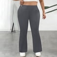 thumbnail image 3 of Women's Plus Size Yoga Pants with Pockets Bell Bottom Workout Leggings High Waisted 1X-5X Flare Sweatpants (4XL, Dark Gray), 3 of 8