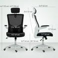 thumbnail image 3 of HOMCOM Chaise de Bureau Ergonomique, Chaise de Bureau avec Appuie-Tête Réglable, Noir, 3 of 10