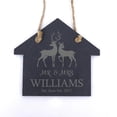 thumbnail image 1 of Darling Souvenir MADE WITH LOVE Personalized Couple Wedding Sign Gift Mr & Mrs Engraved&nbsp;Slate Hanging Christmas Tree Ornament with String, 1 of 4