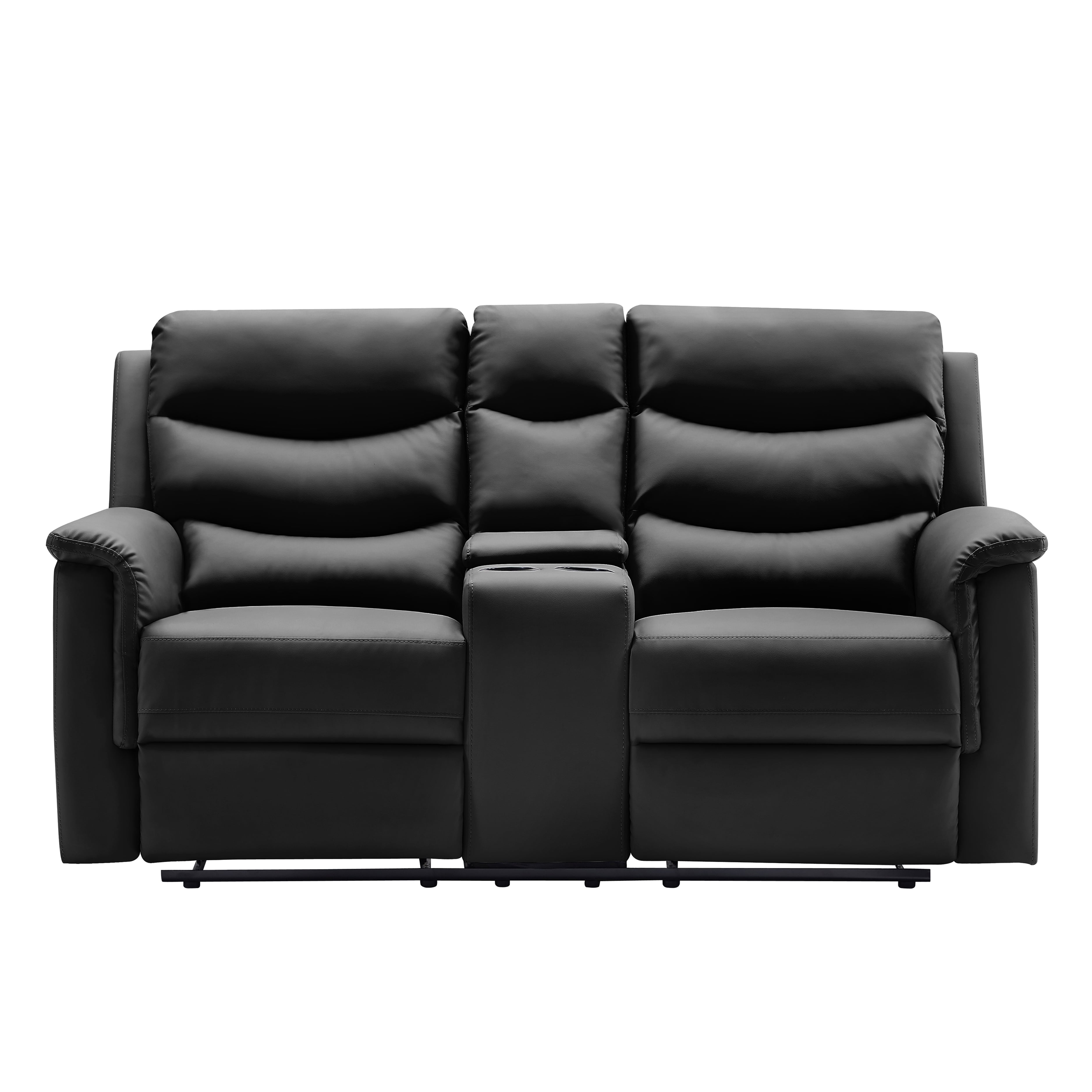 Gewnee Faux Leather Upholstered Modern Recliner Loveseat Sofa Couch,Seat Chair with Cup Holders for Living Room,Apartment, Office for Adult