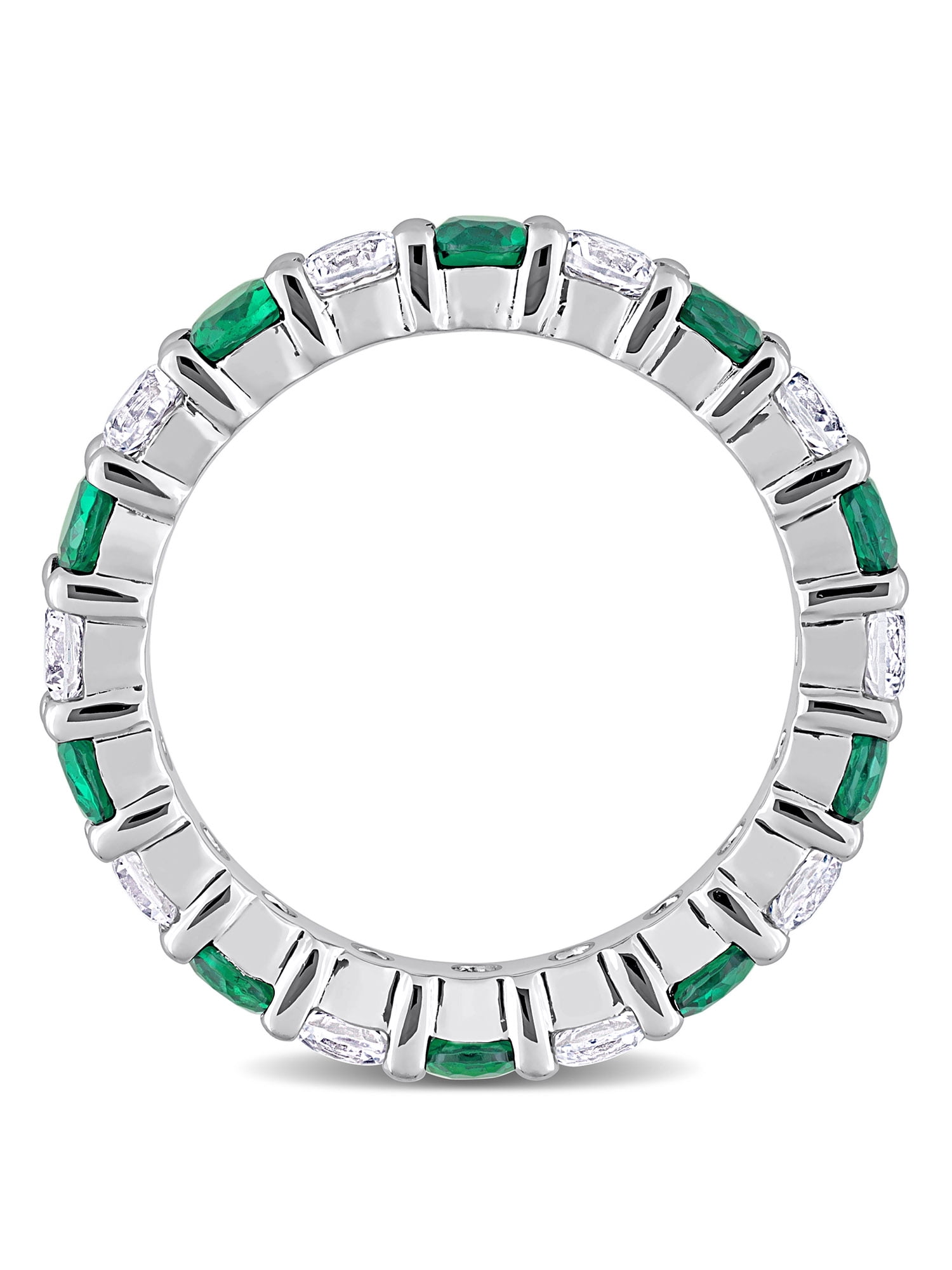 Everly Women's Emerald and Created Sapphire Sterling Silver Ring