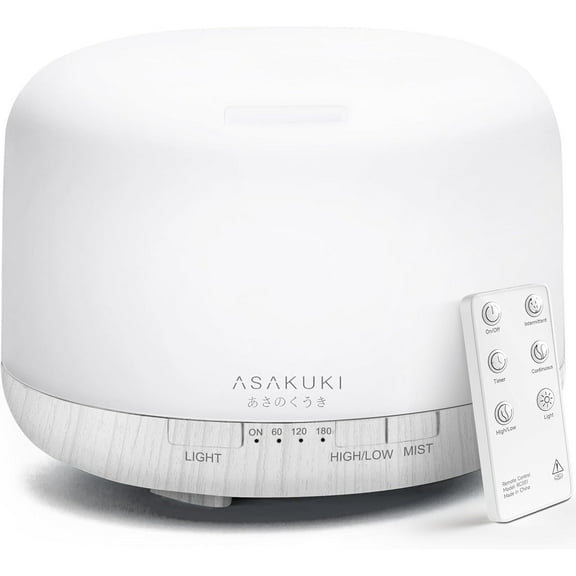 Remote-controlled essential oil diffuser, 5-in-1 ultrasonic humidifier