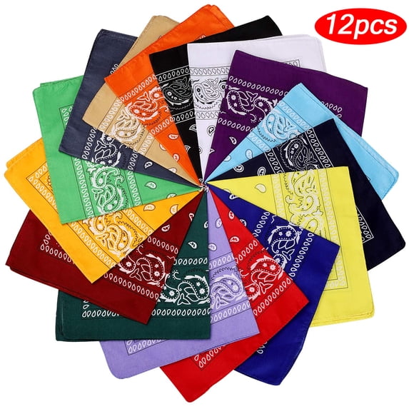 Lollanda Bandanas for Men &Women 100% Cotton 22x22 inch Paisley Headband Handkerchiefs