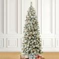 thumbnail image 6 of Glitz Design Glitzhome 7.5ft Pre-Lit Flocked Pencil Pine Artificial Christmas Tree with 350 Warm, 6 of 8