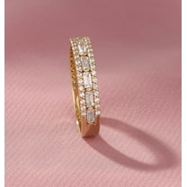 vylahjewellery Unique 14K Yellow Gold Diamond Wedding Rings and Band Baguette and Round Cut Moissanite Diamond Engagement Ring Promise Ring for Women