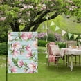 thumbnail image 6 of Pink Magnolia Garden Flag 12 x 18 Inches, Floral Branches Leaf Botanical Teal Wood Grain Weather Proof Outdoor Patio Flags Double Sided Small Garden Decoration for Yard Outside Home, 6 of 9
