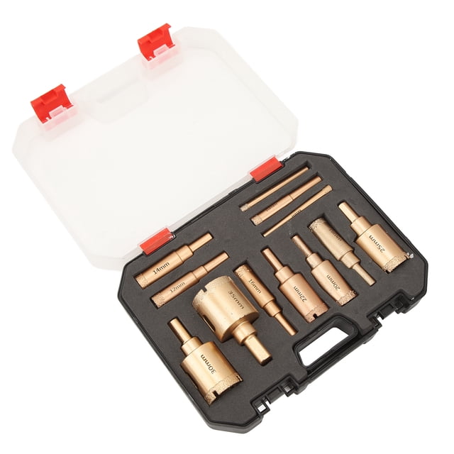 Brazed Hole Drill Bit, High Efficiency 12Pcs Holes Saw Wide Application for Granite