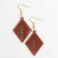 thumbnail image 4 of Howard's Samira Lightweight Burgundy Diamond Wood Drop Earrings for Women, 4 of 4