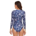 thumbnail image 3 of SWSMCLT Women's Long Sleeve Bathing Suit Short Surf Swimwear One Piece Swimsuit Cheeky Zip Slimming Beach Navy 6, 3 of 5