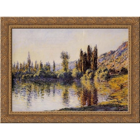 The Seine at Vetheuil 24x20 Gold Ornate Wood Framed Canvas Art by Monet, Claude