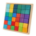 thumbnail image 2 of Bloques de cubos apilables de colores, 36 piezas de bloques de construcción apilables de madera de colores Bloques de construcción apilables de madera de colores diseñados para profesionales, 2 of 14