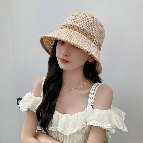 SikaFu Big Head Wai Bucket Fisherman Hat Women's M-Mark Face Shield Sun Protection Hat UV Protection Beach Outdoor Sun Cool Hat
