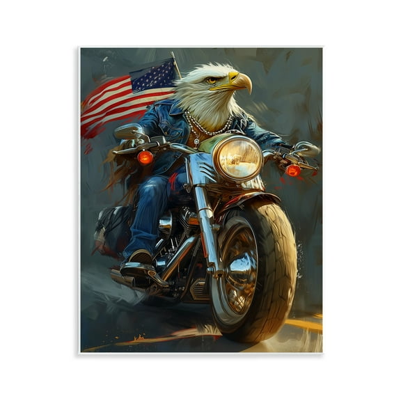Stupell Industries Patriotic Eagle Motorcycle Transportation Painting Unframed Art Print Wall Art, 11 x 14