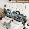thumbnail image 6 of VEANERWOOD Twin Bed Frame with Storage Headboard and 4 DrawersUpholstered Plarform with Built in Charging Station and Adjustable Led Lights, Dark Grey, 6 of 9