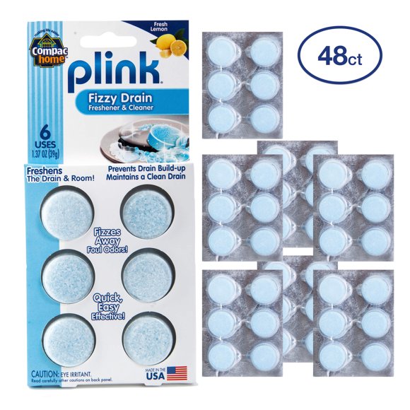 Compac Plink Fizzy Drain Cleaner Deodorizer, Lemon, 48 Count