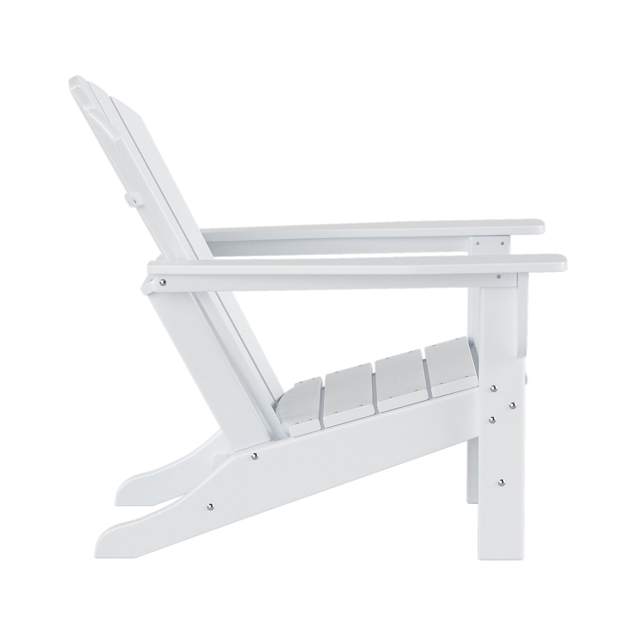WestinTrends Dylan 12 Pieces Adirondack Chairs Set, All Weather Poly Lumber Outdoor Seating Patio Conversation Set, Seashell Curved Slat Backrest Garden Lawn Deck Fire Pit Chairs, White