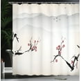 thumbnail image 4 of Ambesonne Nature Shower Curtain, Sakura Flower and Gulls, 69"Wx84"L, Beige Red Black, 4 of 5