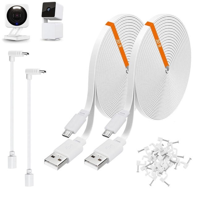 Cable de extensión de alimentación de 9 m compatible con Wyze Cam v4, color blanco