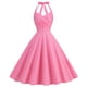 thumbnail image 5 of Vestido estilo Hepburn de lunares, años 50 y 60, estilo vintage, corte en A, espalda descubierta, cuello halter, estilo pin up, rockabilly, para mujer, estilo retro de fiesta de verano, 5 of 6