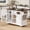 White, variant on AskPeak Kitchen Island with Drop Leaf, Power Outlet, Storage Cart, Rolling, 4 Doors, Glass Door, 54.9 Inch