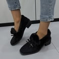 thumbnail image 4 of NECHOLOGY Botas Mujer Adulto Femenino Zapatos Botines mujer Botas de tobillo de tacón grueso con decoración de de gamuza sólida de felpa de invierno a la moda para mujer (Black, 7), 4 of 7