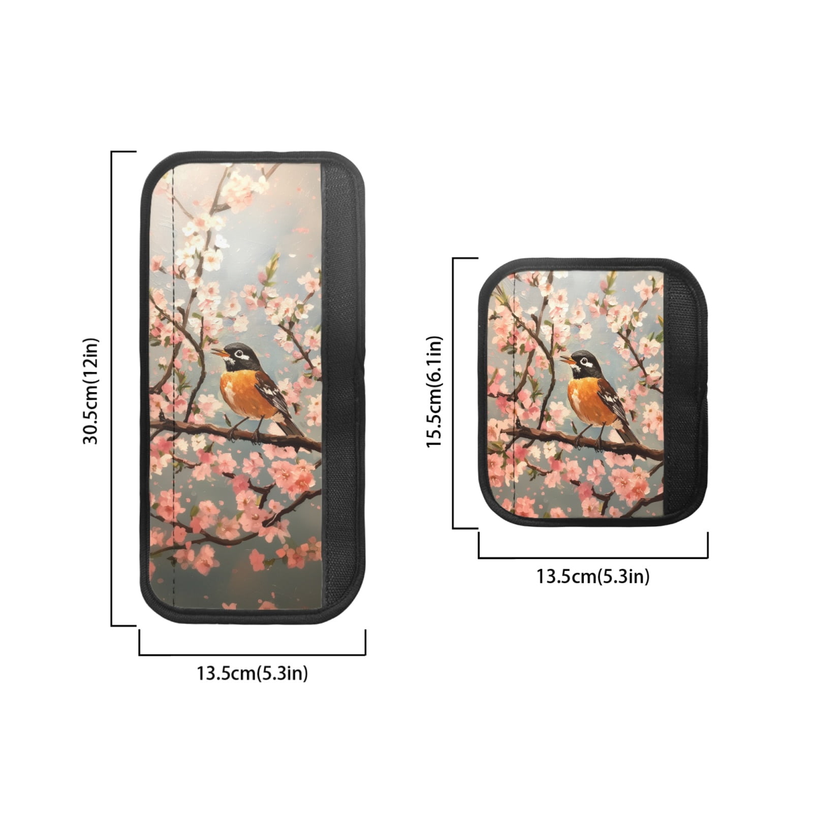 SEANATIVE 6 PCS Refrigerator Door Handle Covers Electric Appliance Handles Decor Anti-skid Protector Gloves for Fridge Oven Kitchen Cabinet Home Decor, American Robin Bird Pink Flower Gray