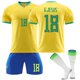 thumbnail image 1 of Surgei 2223 Brasil Camisetas de fútbol, Brasil Estadio de casa Número #18 G.Jesus Impreso Manga Corta Tops Calcetines Camisetas de fútbol de 3 piezas, Camisetas de fútbol de Brasil para adultos, XXL, 1 of 4