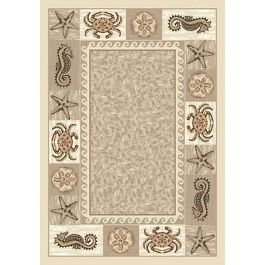 Milliken Signature Area Rug SEA LIFE OPAL Sea Life Opal Starfish Crabs 3' 10" x  5' 4" Oval