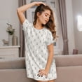 thumbnail image 3 of Vsdgher Motif Ancres Chemise de Nuit à Manches Courtes Col Rond Mignonne Robe de Nuit Confortable à Volants, 3 of 6