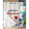 thumbnail image 2 of No Hook Shower Curtain with Snap-in Liner, 4th of July Waterproof Fabric Bathroom Curtains, Independence Day Red Blue Floral Rustic Bath Curtains & Mesh Top Window 66"x72", 2 of 6
