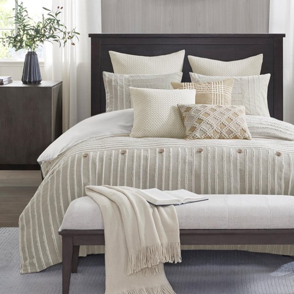 Set de edredón Madison Park con estampado Jacquard a rayas tamaño King