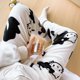 thumbnail image 1 of New Sanrio Hello Kitty Kuromi Melody Cartoon Pants Y2K Women's Home Warmth Plush Sleepwear Pants Kawaii Girls' Casual Pants Gift, 1 of 4