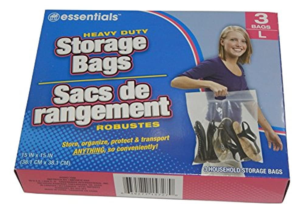 2 XL BAGS EACH ESSENTIALS HEAVY DUTY STORAGE BAGS WITH HANDLE LOT OF 3PACKS 
