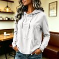 thumbnail image 2 of cocolona Womens Fall Hoodies Solid Color Long Sleeve Pullover Thin Sweatshirts Casual LightWeight Tops with Pocket, 2 of 7