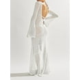 thumbnail image 2 of Womens Crochet Cover Ups Long Sleeve Sexy Mesh Backless Knit Swimsuit Coverup Beach Maxi Dress, 2 of 5