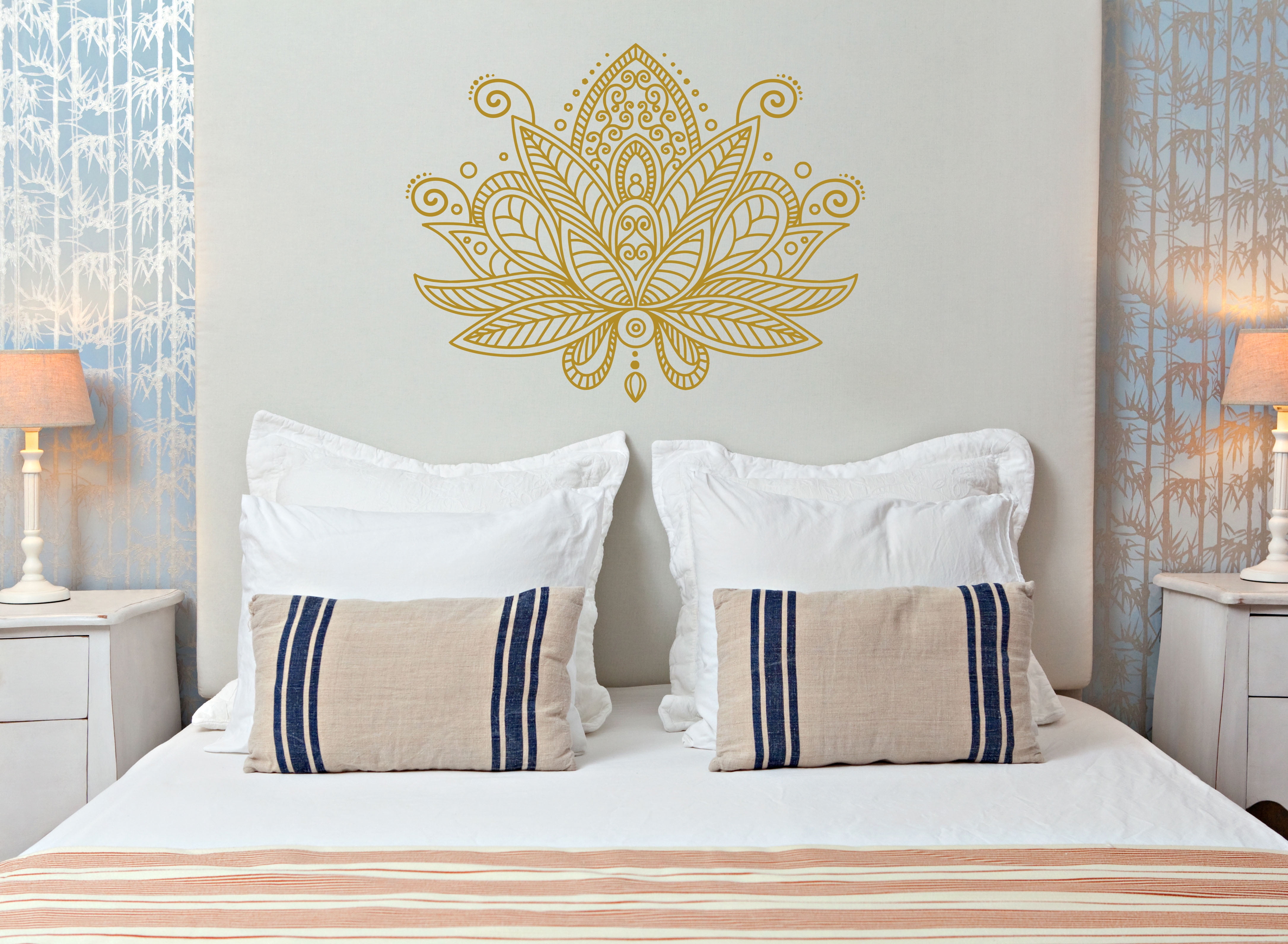 Lotus Flower Wall Decal Bohemian Decor for Bedroom Sticker