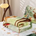 thumbnail image 5 of Manfei Dreamy Elk Fox Zipper Twin Comforter Sets with Fitted Sheet and 2 Pillowcases, Winter Holiday Wildlife Zipper Bedding Set, Cream Sage, Christmas Reversible, 4 Pieces, 5 of 7