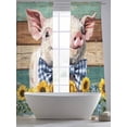 thumbnail image 5 of Farms Cute Pigs Sheer Curtains 2 Panels Set Sunflower Brown Green Wood Striped Oil Painting Sheer Window Curtains Light Filtering Rod Pocket Voile Drapes for Bedroom Living Room 52"X96", 5 of 8