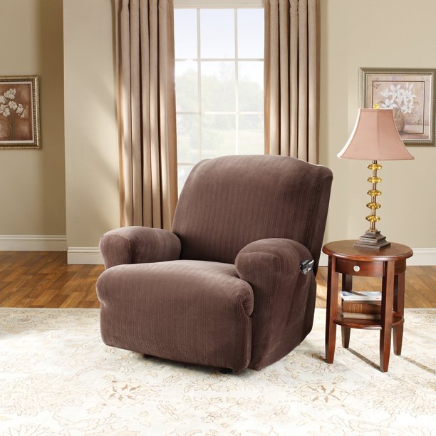 Sure Fit Stretch Pinstripe Recliner Slipcover, Chocolate