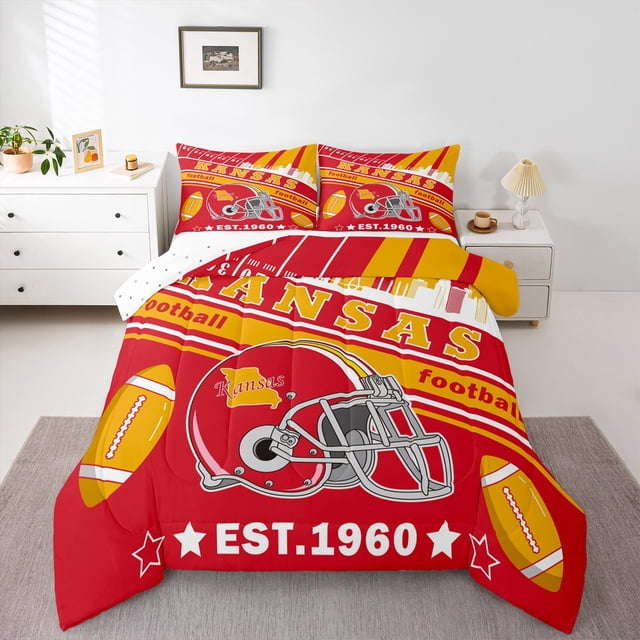 Erosebridal Est Sleep Bedding Twin Comforter Set, Rugby Helmet Comforter Sets Twin Size, American Football Reversible Down Comforter, Microfiber Room Decoration, 2 Pieces