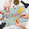 thumbnail image 4 of Emma Cutting Board, Cartoones Holding a Popular Widespread Girl Name with Polka Dots Pattern, Decorative Tempered Glass Cutting and Serving Board, Large Size, Multicolor, by Ambesonne, 4 of 5